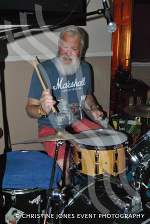 Beard shave charity night – July 30, 2016: Drummer Chris Holding had his beard shaved off while playing in a gig at the Old Barn Club in Yeovil to raise money for the Motor Neurone Disease Association. Photo 3