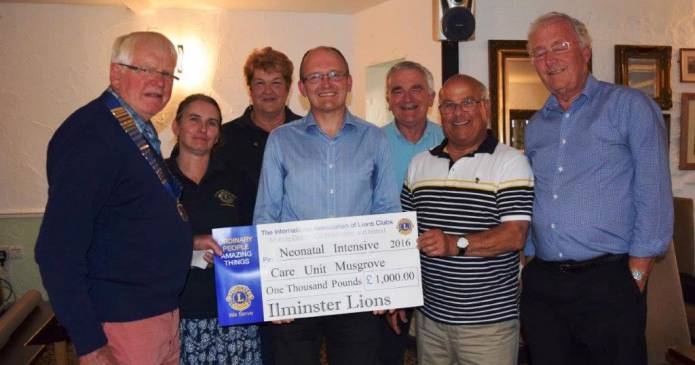 CLUBS AND SOCIETIES: Ilminster Lions present cheque to Musgrove children’s unit