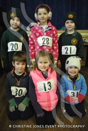 Slay the Dragon - Feb 24, 2013: Youngsters stay warm before the 2k fun run at Hinton St George. Photo 1