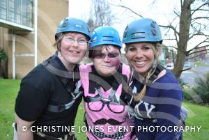 Charity Abseil: Taking the plunge - March 9, 2013.  Claire Larkins, Sally Bowes and Jemma Marsh get ready for the off! Photo 13