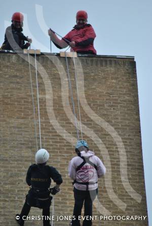 Charity Abseil: Taking the plunge - March 9, 2013: Teresa Samuel, left, makes her descent with a fellow volunteer. Photo 23
