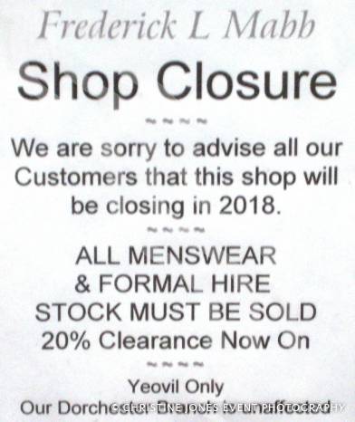 YEOVIL NEWS: Well-known menswear store to close