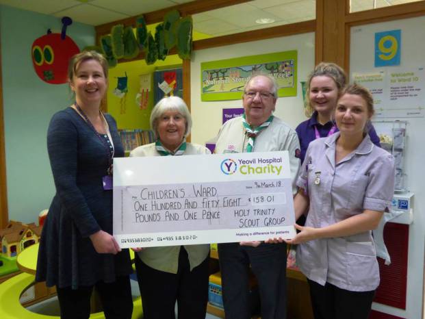 YEOVIL NEWS: Holy Trinity Scouts’ centenary coins in cash for hospital’s children’s ward