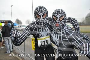 Yeovil Half Marathon - At the start: Spidermen runners Simon Ross and Wayne Judges who were raising money for the Syncope Trust and Reflex Anoxic Seizures charity. Photo 1