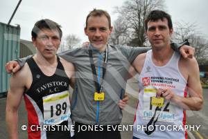 Yeovil Half Marathon - The Top 20: Runner-up Jim Cole, left, winner Ben Tickner, centre, and third-placed Phil Burden. Photo 6