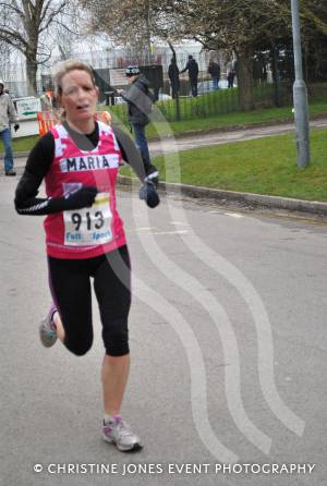Yeovil Half Marathon - Runners from Chard & Crewkerne:Maria Wadey, of Chard Road Runners, wearing the vest for the Breast Cancer campaign. Photo 11.