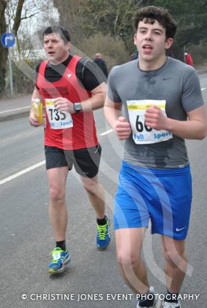 Yeovil Half Marathon - Runners from Chard & Crewkerne: Chris Rawlings, of Crewkerne Running Club, with another runner approach Yeovil Town FC. Photo 20.
