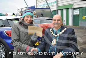 Yeovil Half Marathon - Winners: March 24, Renee McGregor receives her award from the Mayor, Cllr Clive Davis, for coming fourth overall in the female race. Photo 8