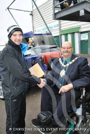 Yeovil Half Marathon - Winners: March 24, Simon Munro receives his award from the Mayor, Cllr Clive Davis, for coming fifth overall in the men's race. Photo 11