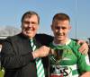 Yeovil Town FC 2012-13 awards - April 20, 2013: Rob Newport presents Yeovil Town striker Paddy Madden with the Cary Glovers' player-of-the-season award at Huish Park. Photo 1