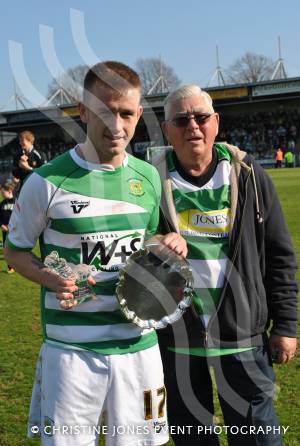 Yeovil Town FC 2012-13 awards - April 20, 2013: Yeovil Town striker Paddy Madden receives the Andy Stone Memorial Trophy for leading scorer in the 2012-13 season. Photo 3