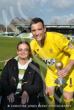 Yeovil Town FC 2012-13 awards - April 20, 2013: Yeovil Town keeper Marek Stech receives the end-of-season runners-up player-of-the-season award from the Yeovil Town Disabled Supporters' Association. Photo 10