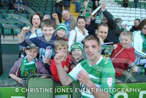 Yeovil Town v Crewe Alexandra - April 20, 2013: Yeovil Town's Sam Foley with some of the supporters at Huish Park. Photo 1