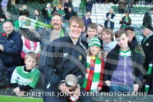 Yeovil Town v Crewe Alexandra - April 20, 2013: Yeovil Town fans at Huish Park with Glovers' centre-half Dan Burn. Photo 6