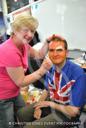 Ilminster Lions Club Fete - June 15, 2013: Sue Spurway paints the face of Toby Osborn, of Sweet Surpriese. Photo 8