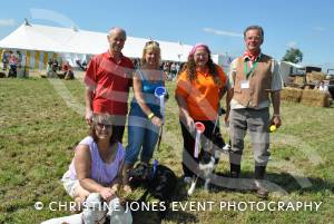 Winners and judges in a category of the fun dog show at Yesterday's Farming