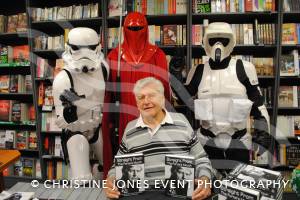 David Prowse, better known as evil Darth Vader, at Waterstone's in Yeovil in November 2011 along with some of his other Star Wars baddies