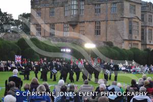 The Bands of the Somerset Army Cadet Silver Bugles with Montacute House in the background