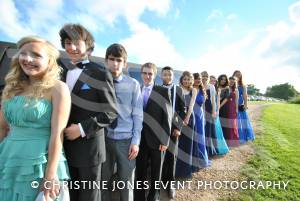 Prom-goers pose for a photo