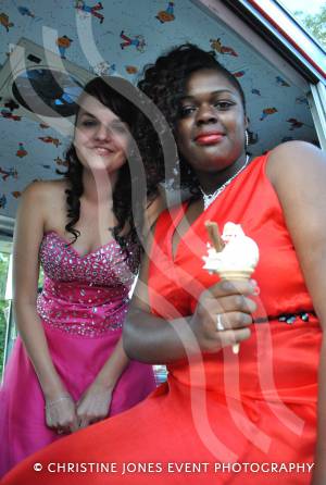 Arriving in an ice cream van were Monique Gabbidon, right, and Natasha Woolacott.