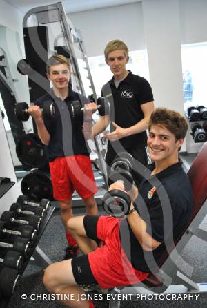 Fitnes instructor Sean Westlake, centre, with Brandon Hayward and James Tostevin try out the equipment