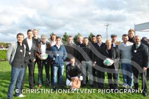 Yeovil Town FC party with jockeys at Wincanton Racecourse on October 18, 2012