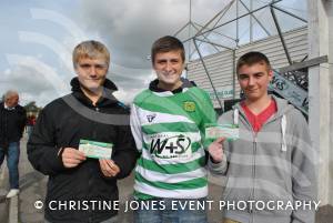 Bradley Porter, Ashley Drew and Ben Thick at Huish Park ahead of Yeovil Town's match with Bury