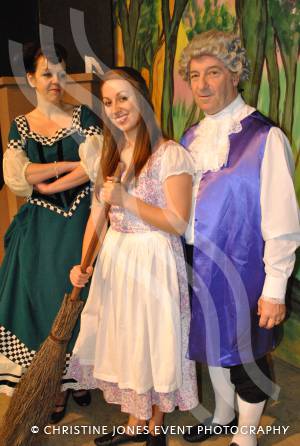 CUDOS and Cinderella – January 2014: Cinderella (Kerianne Davies) with Dame Juniper (Amanda Perry) and Baron Hardup (Dave Phillips). Photo 6.