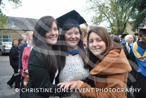 Graduate Stephanie Pitcher, centre, with Eleanor Pitcher, left, and Joanne Pitcher.