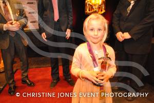 Faith Watson, six, receives the Lifetime Achievement award on behalf of her Great-Grandmother Doreen Farrant at the Gold Star Awards at the Octagon Theatre on October 30, 2012