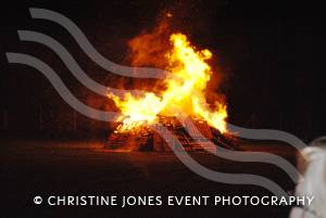 The bonfire burns at the Fireworks Extravaganza at Westland Leisure Complex in Yeovil on November 2, 2012