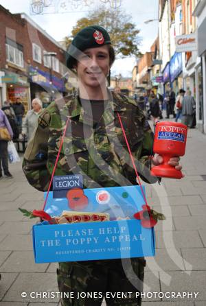 Cadet Liam Broadhurst in Yeovil town centre on November 3, 2012, collecting for the Poppy Appeal