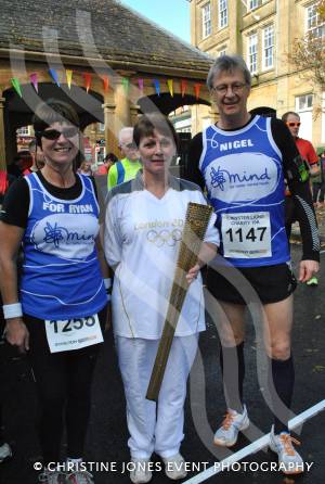 Olympic torchbearer Tonia White, centre, with Louise Quinney and Nigel Plevin at the Ilminster Lions 10k on November 4, 2012