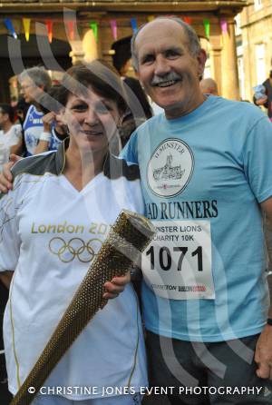 Olympic torchbearer Tonia White and Ilminster Mayor, Cllr Roger Swann, ahead of the Ilminster Lions 10k on November 4, 2012