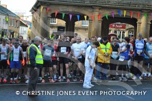 A minute's silence was held ahead of the Ilminster Lions 10k to mark the first anniversary of a horrific pile-up on the M5 motorway at Taunton which claimed the lives of seven people - including the parents of Olympic torchbearer Tonia White (centre).