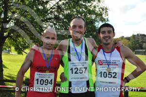 Ilminster Lions 10k winner 2012, Mark Wills, centre, with runner-up Stephen Kershaw, right, and third-placed Mike Pearce, of Crewkerne Running Club.