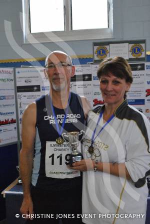 Age category winner Paul Masters with Olympic torchbearer Tonia White.