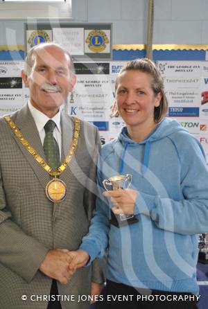 Women's race runner-up Nina Wagstaff with the Mayor of Ilminster, Cllr Roger Swann