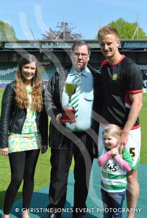 Yeovil Town FC player awards - May 2014: Byron Webster receives the Cary Glovers'  award. Photo 5