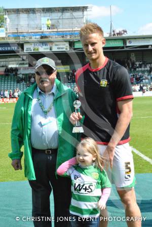 Yeovil Town FC player awards - May 2014: Byron Webster receives Disabled Supporters' Association's runner-up award. Photo 8