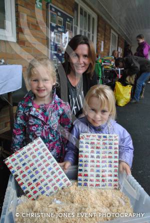 Ilminster Lions Club Fete - May 24, 2014: Clare Gage from Avishayes Primary School PTFA with Mia Cooper, six, and Leah Cooper, four. Photo 4