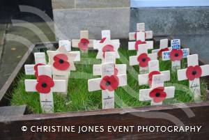 Crosses and Poppies of Remembrance at Falkland Square, Crewkerne.