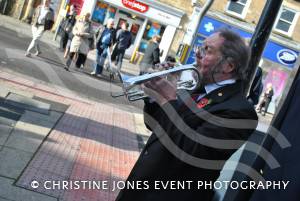 Rodney Dalwood plays the Last Post at Falkland Square, Crewkerne, on November 10, 2012.
