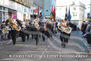 Band on the march at Remembrance Day Parade in Yeovil on November 11, 2012. Photo 2.