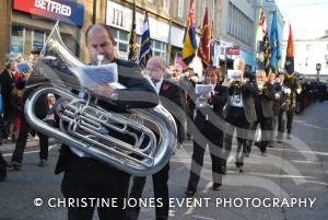 Band on the march at Remembrance Day Parade in Yeovil on November 11, 2012. Photo 4.
