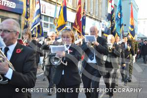 Band on the march at Remembrance Day Parade in Yeovil on November 11, 2012. Photo 5.