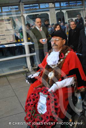 The Mayor of Yeovil, Cllr Clive Davis, at the war memorial in The Borough of Yeovil on November 11, 2012. Photo 25
