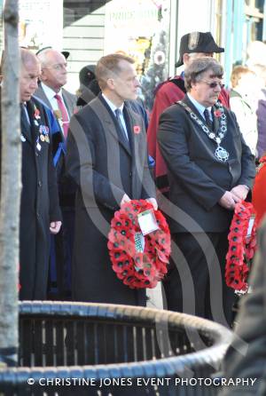 Yeovil MP David Laws and district council chairman, Cllr Mike Best, at the war memorial in The Borough of Yeovil on November 11, 2012. Photo 34