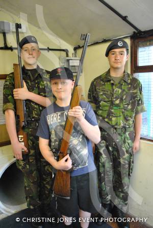 Ilminster Air Training Corps open evening - June 2014: Ilminster ATC open evening visitor Oliver Handford, centre, with Cadet Ben Udall, left, and Cadet Daniel Craven. Photo 9