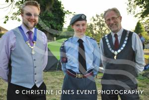 Ilminster Air Training Corps open evening - June 2014: Sergeant Laura Cooper with Ilminster’s Deputy Mayor, Cllr Andrew Lawson, left, and Chard’s Deputy Mayor, Cllr Garry Shortland. Photo 14